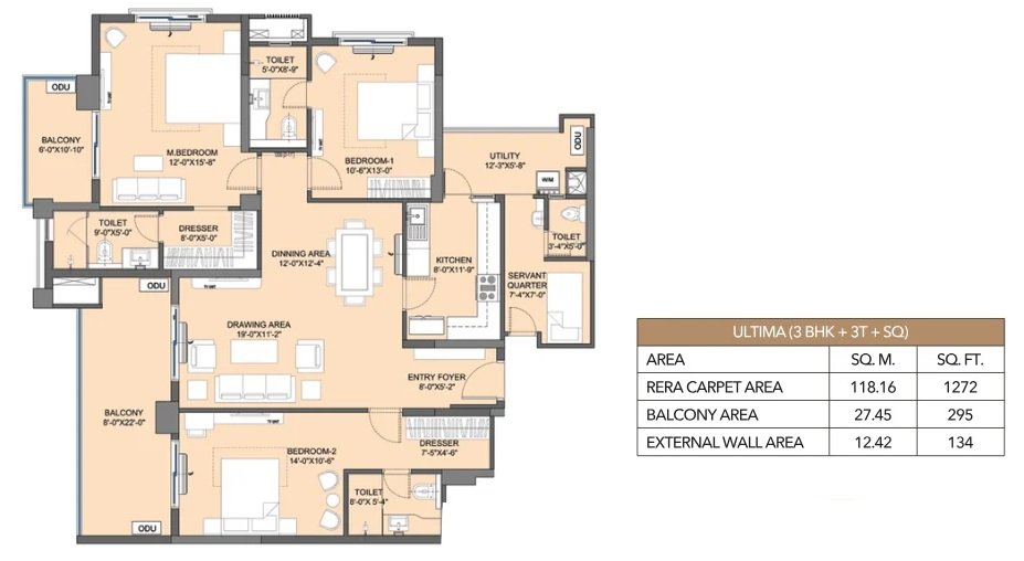Ultima - 3 BHK + 3T + SQ