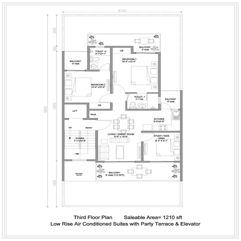 Third Floor Plan - 1,210 sq.ft.
