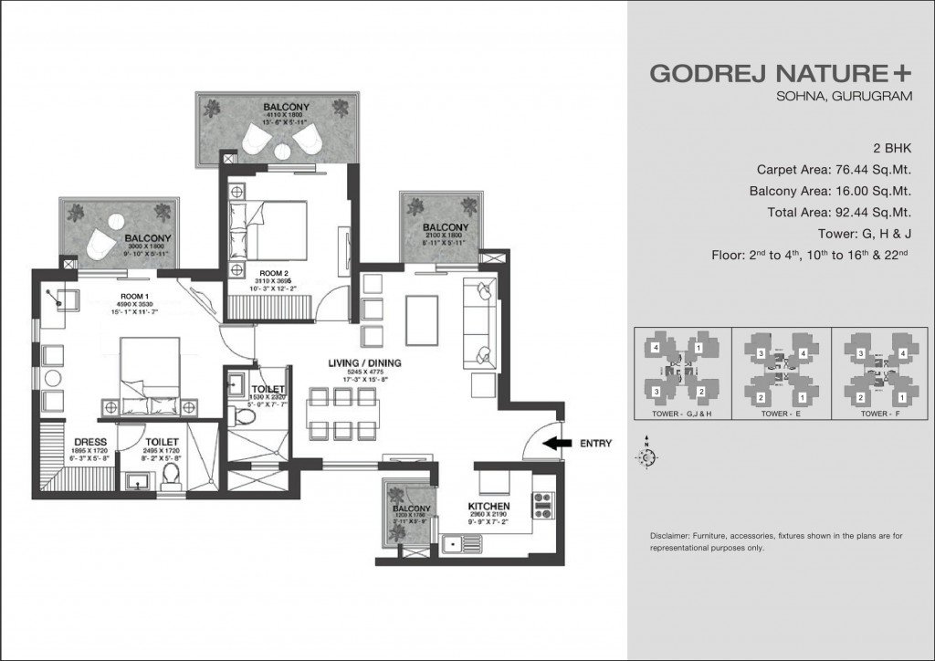 2 BHK - 92.44 sq.m.