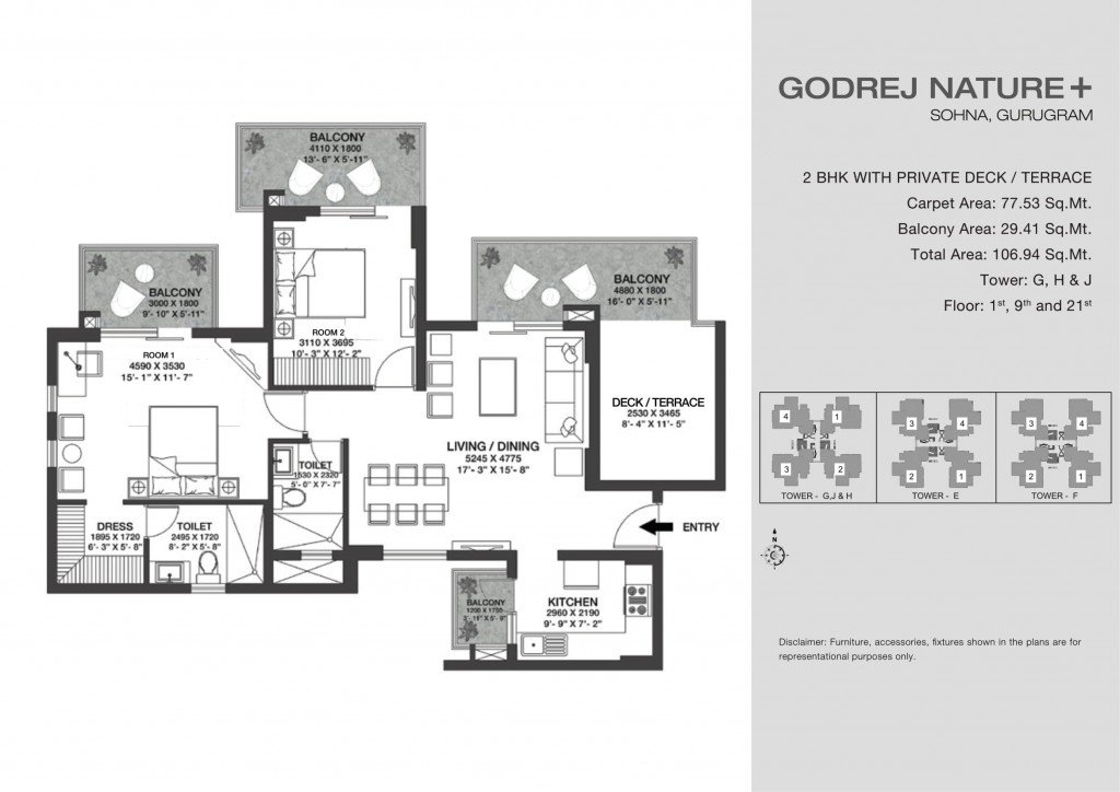 2 BHK with Private Deck - 106.94 sq.m.