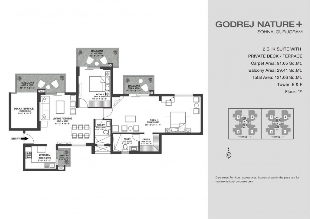 2 BHK with Private Deck - 121.06 sq.m.